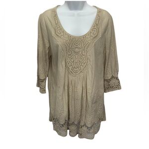 YASB Embroidered Lace Tunic Top